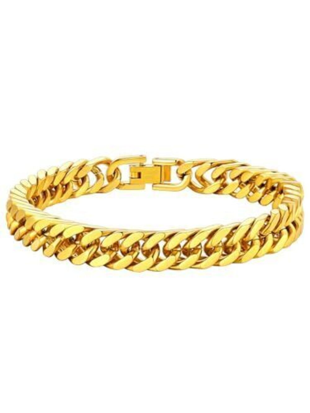 7516 Cuban Chain Bracelet 8mm 23cm Rapper Wrist Chain 18K Gold Plated Metal